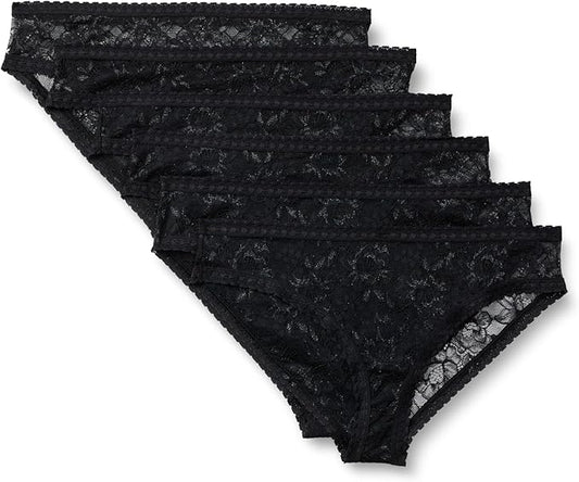 Amazon Essentials Women's Stretch All Over Lace Cheeky Panties, Pack of 6