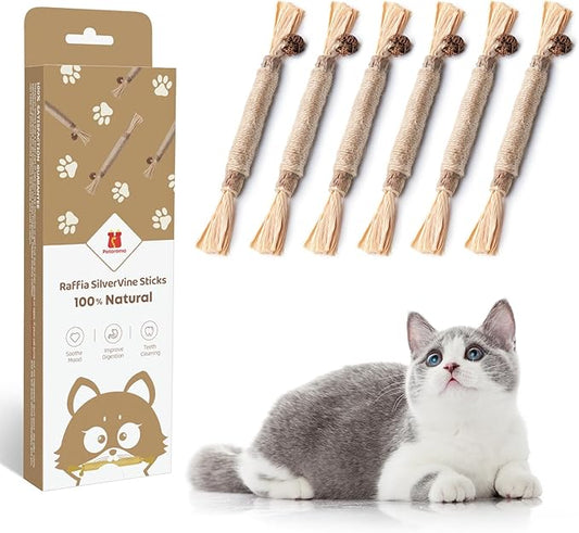 Potaroma 3 Pack Natural Silvervine Sticks Cat Toys, Catmint Silvervine Blend Sticks, Catnip Kittens Chew Toys Teeth Cleani...