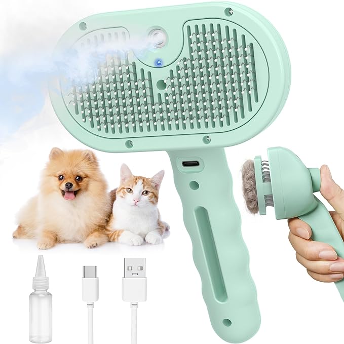 Dog Brush Cat Brushes for Shedding,Pet Steam Brush for Dogs Cats Spray Hair Removal Comb Steam Grooming for Long Short Hai...