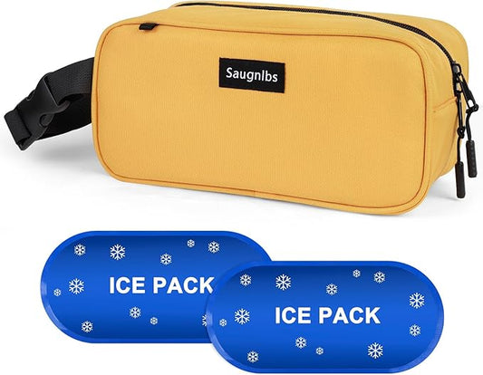 Saugnlbs Small Cooler Bag,Mini Cooler Bag with Ice Packs,Insulated Lunch Bag with Handle Buckle,Freezable Lunch Bag for Tr...
