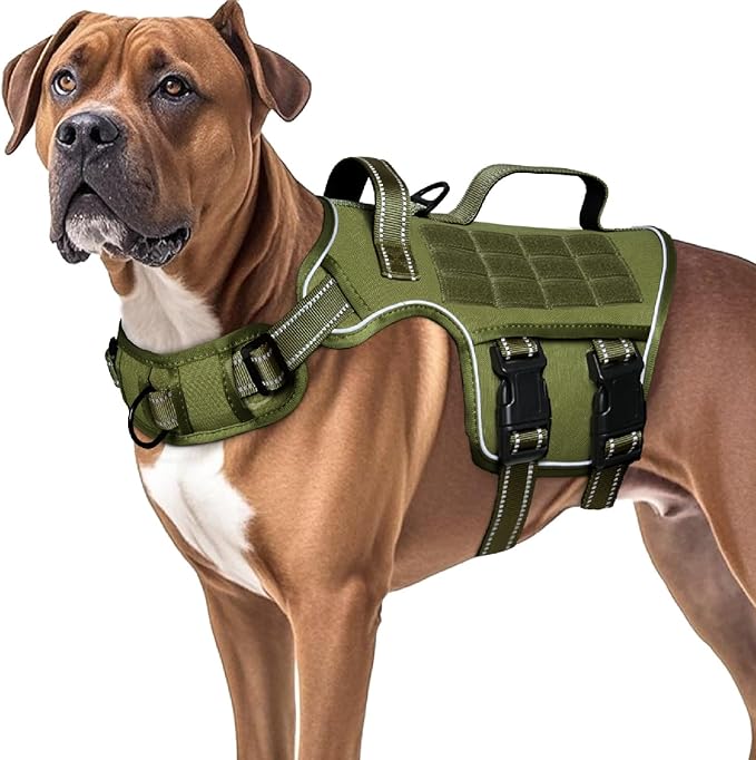 Dog Harness for Large Dogs Heavy Duty, Tactical No Pull Dog Harness with Molle System, Easy On and Off Service Dog Vest, B...