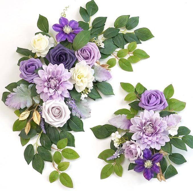Piklado Wedding Decor Pack of 2 Welcome Sign Flower Backdrop Garland for Ceremony Reception Wall Easel Home Decoration Ent...
