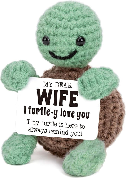 4THFARMES Mini Funny Turtle Gifts for Wife Mothers Day from Husband, Birthday for Wife Wifey Romantic, I Love You Small Co...