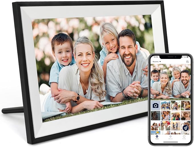 Digital Picture Frame 10.1 Inch WiFi Digital Photo Frame IPS HD Touch Screen Smart Cloud Photo Frame with 32GB Storage, Au...