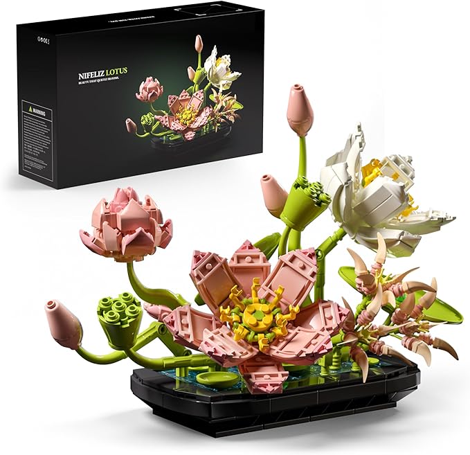 Nifeliz Lotus Flower Building Set for Adults, Botanical Decoration for Table or Office, A Nature-Inspired Gift for Plant L...