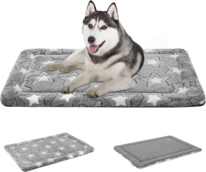 EMPSIGN Dog Crate Pad - Reversible Kennel Mat (Cool & Warm), Machine Washable, Cozy Star Pattern Sleeping Pad for Small Me...