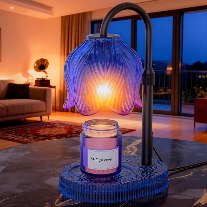 WYghyronic Candle Warmer Lamp with Adjustable Height - Flameless 4-Level Dimmable Wax Warmer, Timer Function & Stylish Des...