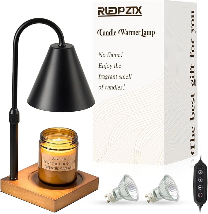Electric Candle Warmer Lamp with Timer: Candle Warmer Lamp Adjustable Height for All Size Jar Candles, Dimmable Candle War...