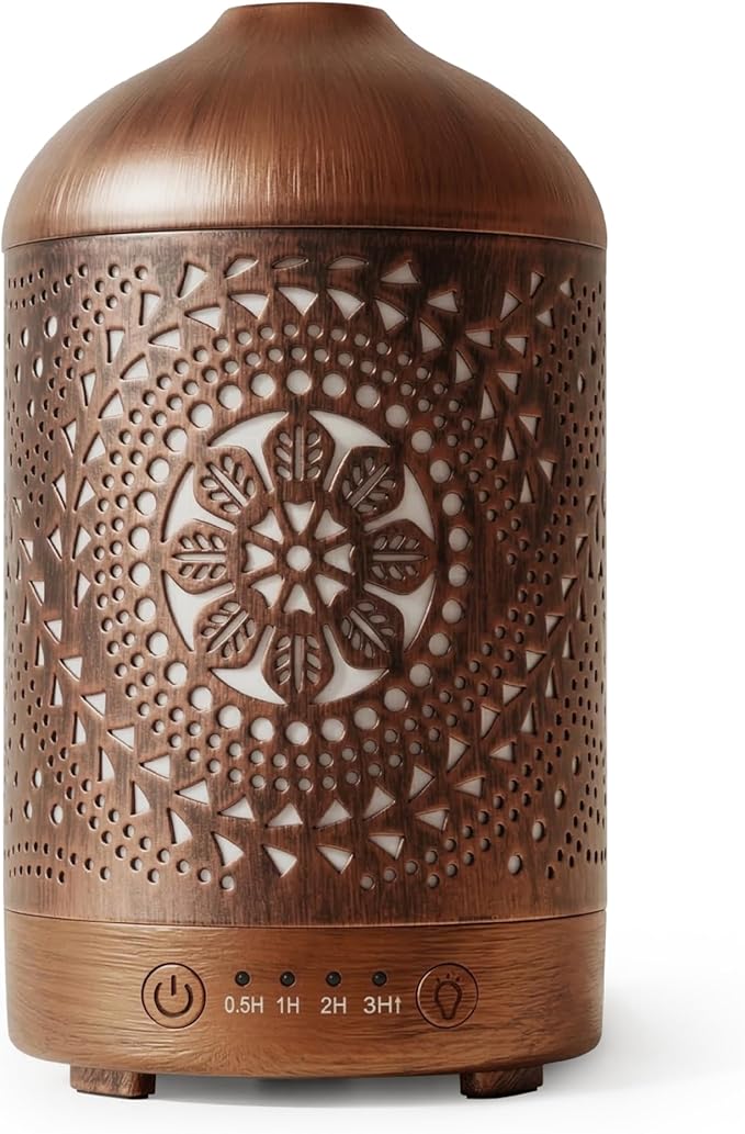 Earnest Living Essential Oil Diffuser Metal Diffuser 100 ml Timers Night Lights and Auto Off Function Home Office Humidifi...