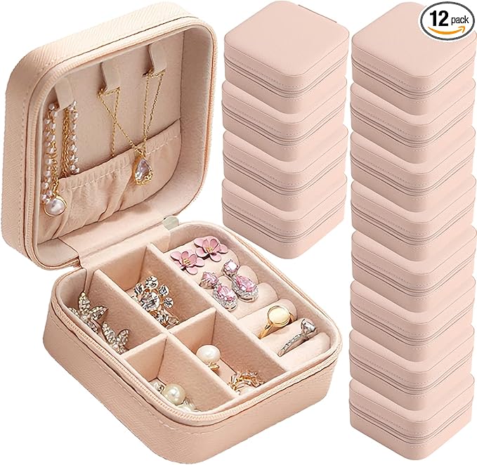 CIPIDI Travel Jewelry Case Bridesmaid Gifts Box,12 Pack Small Jewelry Box Mini Jewelry Organizer,PU Leather Portable Earri...