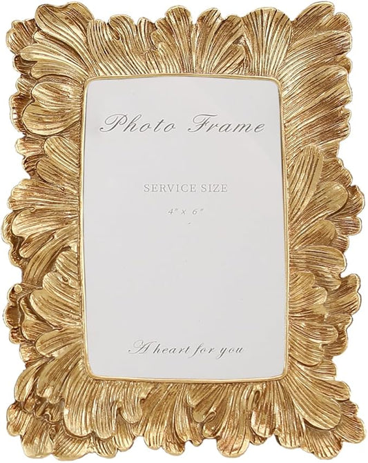 Scarlume 4x6 Picture Frames Gold Vintage Photo Frame for Table Top Display and Wall Hanging Home Decor