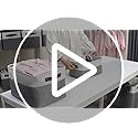 DECOMOMO Storage Baskets for Shelves - Fabric Storage Bins, Linen Closet Organizers and Storage (Grey & White, Large - 1 P...
