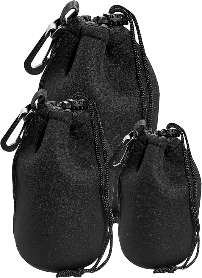 MOGALY Lens Pouch Set 3Pack Replacement Compatible for Canon, Nikon, Sony, Pentax, Olympus (Small, Medium, Large)