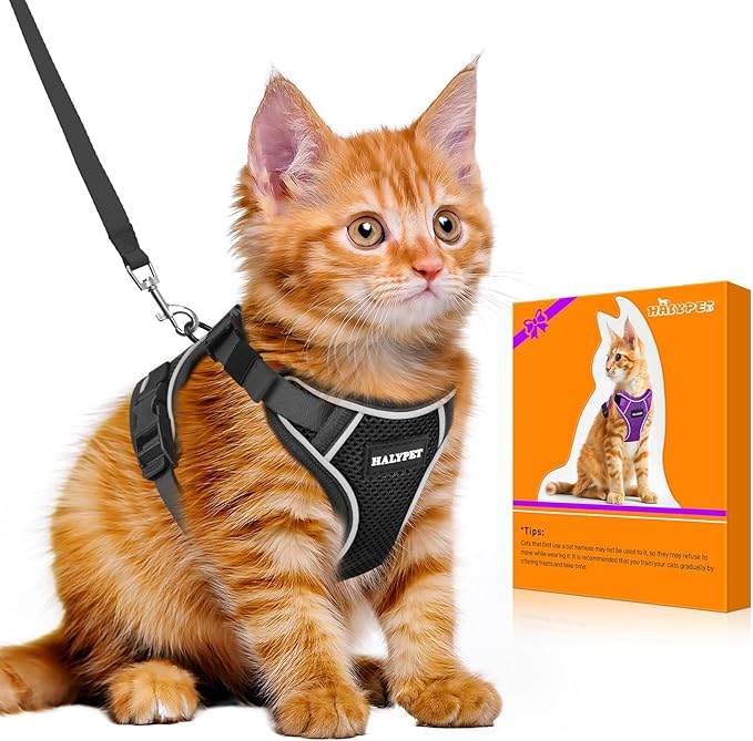 Halypet Cat Harness and Leash Set [MAX Safety 4th-Gen Upgrade] Escape Proof Adjustable Cat Leash Comfortable Soft Vest Eas...