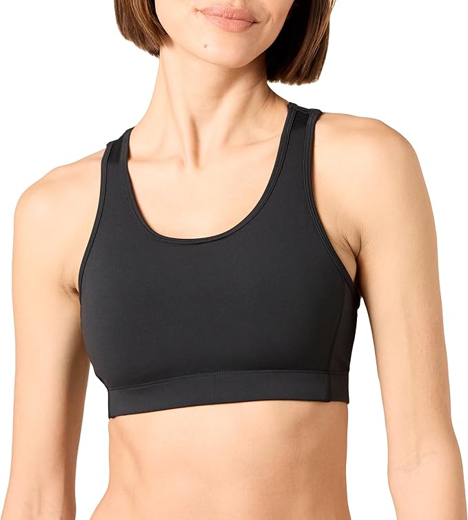 Amazon Essentials Women's Medium Support Sports Bra, Active Sculpt, Racerback, Scoop Neck
