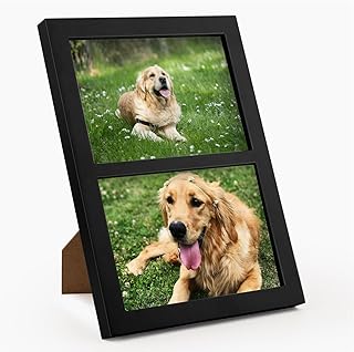 Golden State Art, 5x7 Double Picture Frame, Display Two 5x7 Photos - Solid Wood - Real Glass For Tabletop Or Wall Mounting...