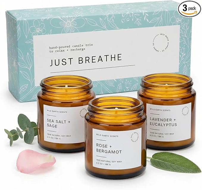 Unboxme Scented Candles Gift Set - 3 Pack Aromatherapy Soy Candles for Women, Hand Poured with Essential Oils, Stress Reli...