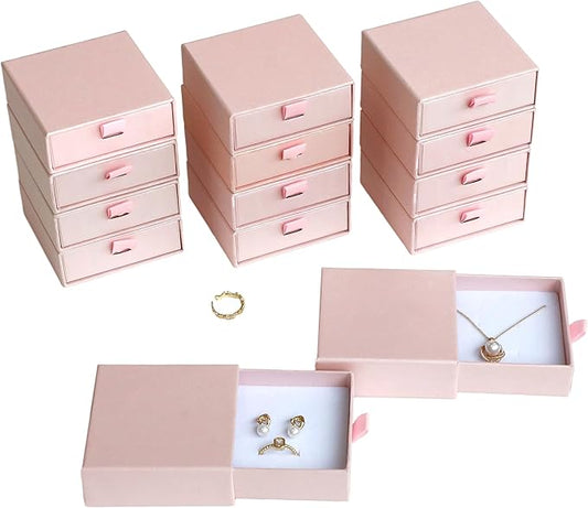 40Pcs Pearlescent Pink Small Jewelry Boxes 3.54×3.54×1.26in Cardboard Jewelry Gift Boxes Jewelry Packaging for Small Busin...