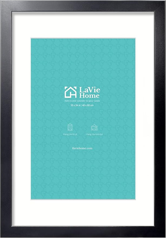 LaVie Home 16 x 24 Picture Frame Black Poster Frame,Display Pictures 12x18 with Mat or 16x24 Without Mat, Stable and Sturd...