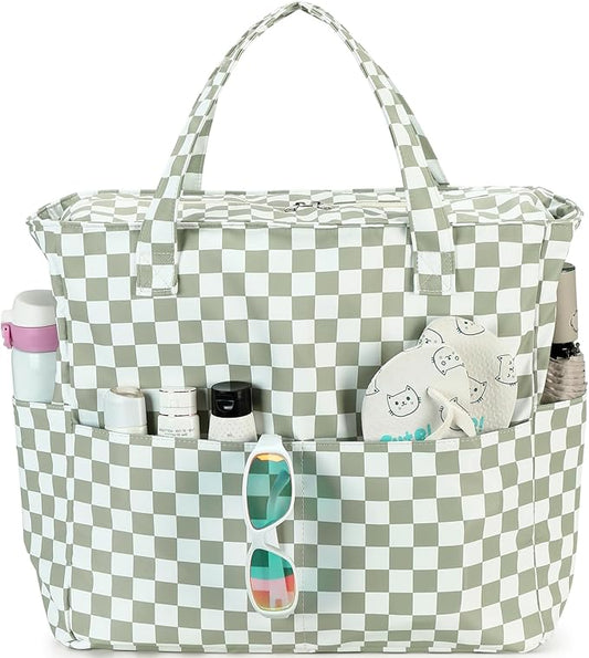 LEDAOU Large Beach Bag Women Waterproof Sandproof Zipper Beach Tote Pool Bag for Swim Gym Grocery Travel with Wet Pocket |...
