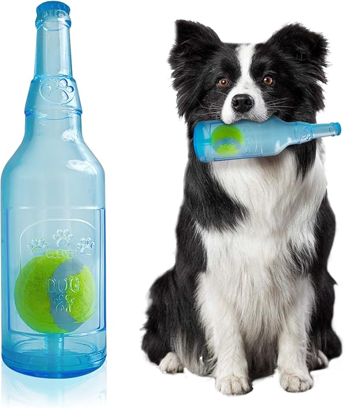 Qiuruoo Water Bottle Dog Toy,Dog Toys for Aggressive Chewers,Water Bottle with Tennis Ball,Suitable for Small and Medium P...