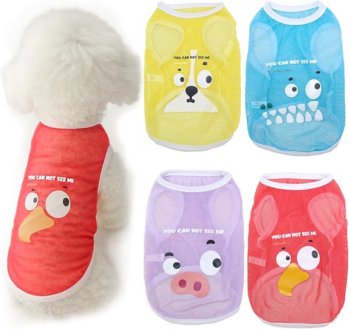Ittokis 4 Pack Dog Cooling Shirts - Breathable Lightweight Shirts for Large Dogs Boy, Sleeveless Sun Protection Shirts for...