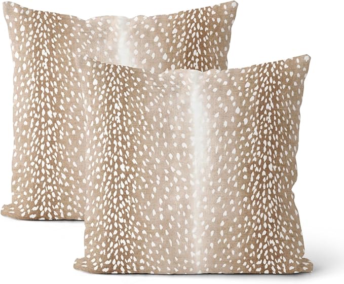 DAFENA Antelope Pillow Covers 22x22 Inch 2 Pcs Brown Deer Animal Skin Print Decor Throw Pillows Fall Winter Modern Outdoor...