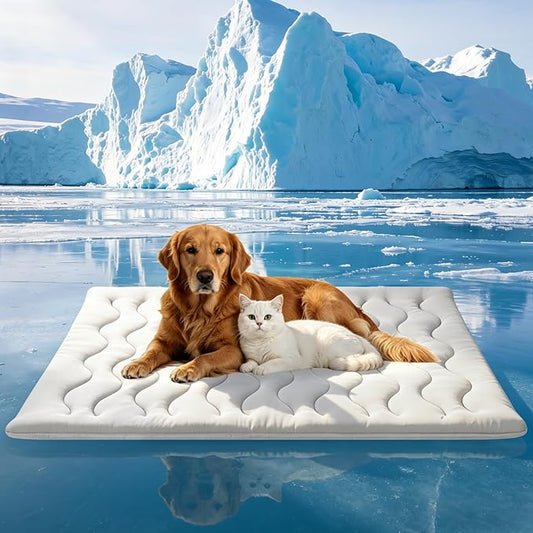 Dog Cooling Mat for Extra Large Dogs & Cats, Q-MAX>0.4 Breathable Cooling Crate Pad Indoor for Pet with Chill Cool Fiber, ...