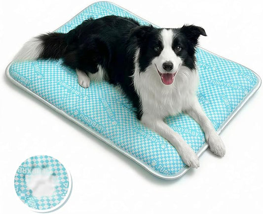 furrybaby Large Extra-Thick Dog Cooling Mat 35x28, Latest PCM Tech Endothermic Color-Changing Mat for Dogs & Cats, Long-La...
