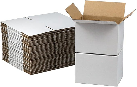 HESESOH 7x5x5 Inches Shipping Boxes Set of 40, White Corrugated Cardboard Box Literature Mailer for Packing Small Business