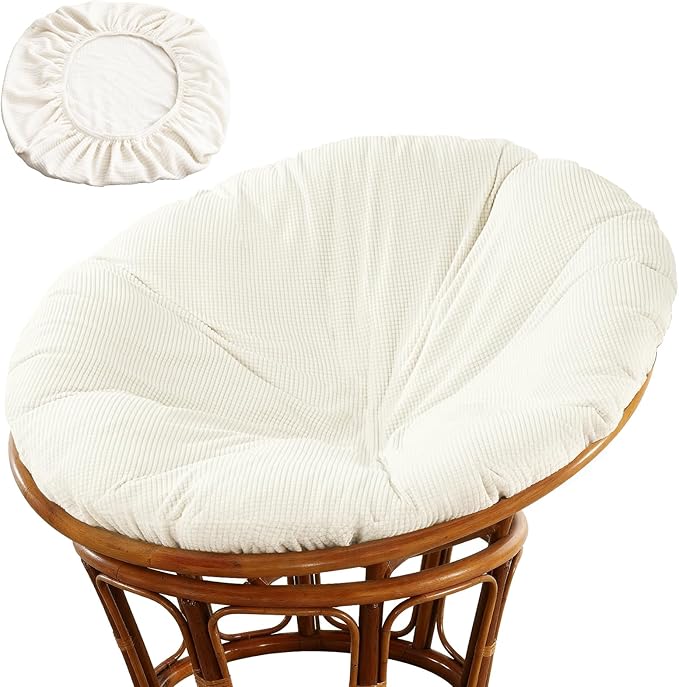 Wibeelee Papasan Chair Cushion Cover, 55" x 55" Soft Plush Fleece Slipcover Only, Removable & Machine Washable with Adjust...