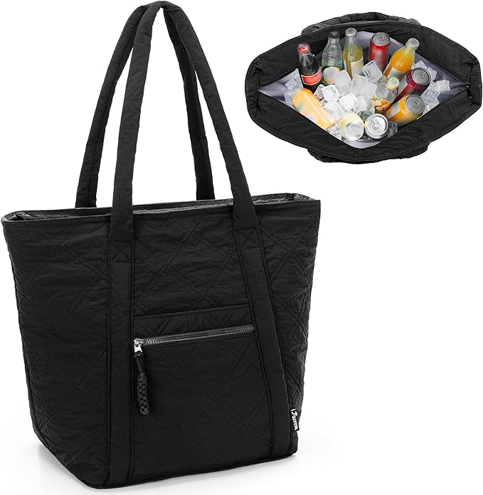 Fasrom Insulated Cooler Tote Bag Holds 30 Cans, Large Leakproof Grocery Bag with Zippered Top, Soft Sided Shopping Bag for...