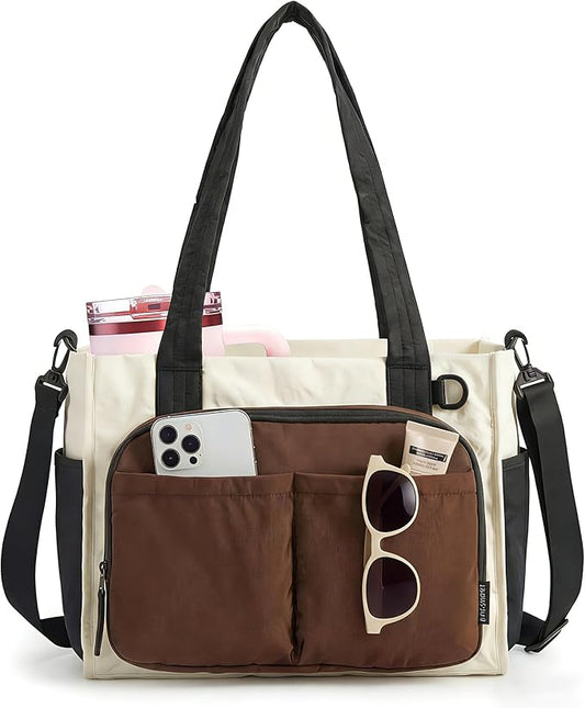 BAGSMART Tote Bag for Women Work, Puffy Travel Tote Handbag Gift for Teacher & Nurse | Medium-13" laptop, w/ 30oz cup hold...