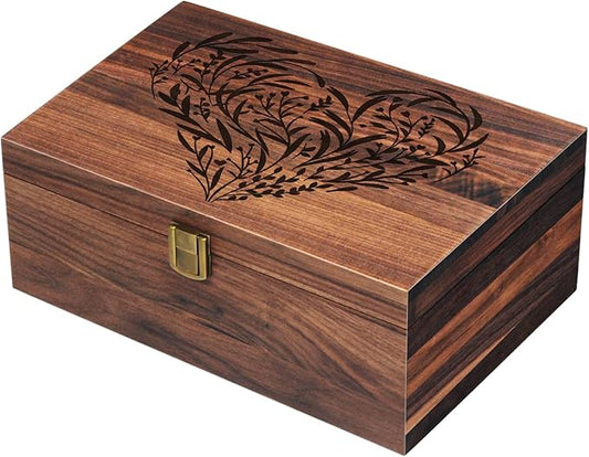 EXISTING Memory Box for Keepsakes, Floral Heart Laser Cut Wood Keepsake Memory Box, Large Wooden Storage Box with Hinged L...