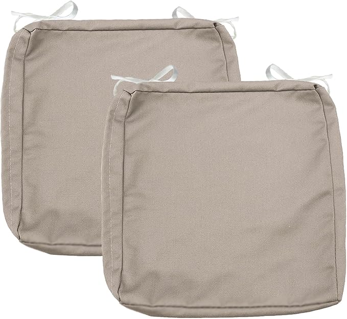 Sqodok Patio Cushion Covers 18x18 Waterproof Outdoor Cushion Covers Replacement 2Pack Patio Cushion Seat Slicovers with Ti...
