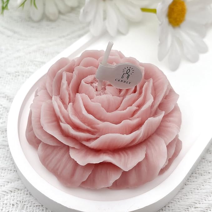 Mewealth Peony Candles Gifts for Women, Soy Wax Aromatherapy Candle, Room Decor Cute Flower Shaped Scented Candles, Aesthe...