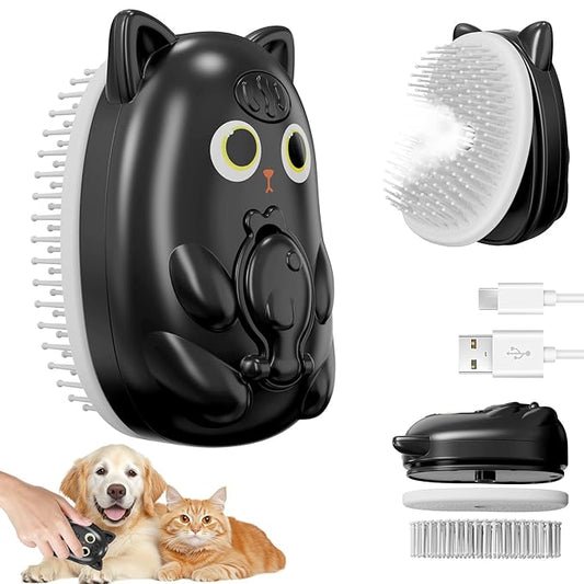 3 in 1 Cat Steam Brush for Shedding, Pet Steam brush for Dog & Cat Shedding & Grooming, for Long & Short Haired Pets, Spri...