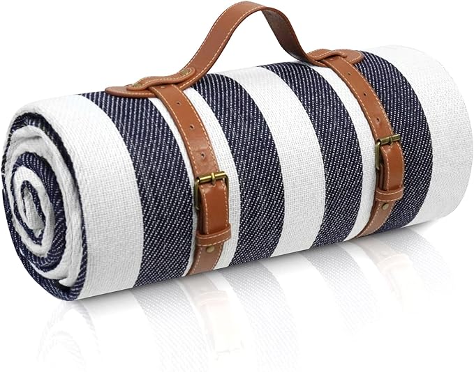 sapsisel 80”x 80” Picnic Blanket Extra Large, Waterproof and Foldable Beach Blanket, 3-Layer Outdoor Blanket for 6 to 8 Ad...