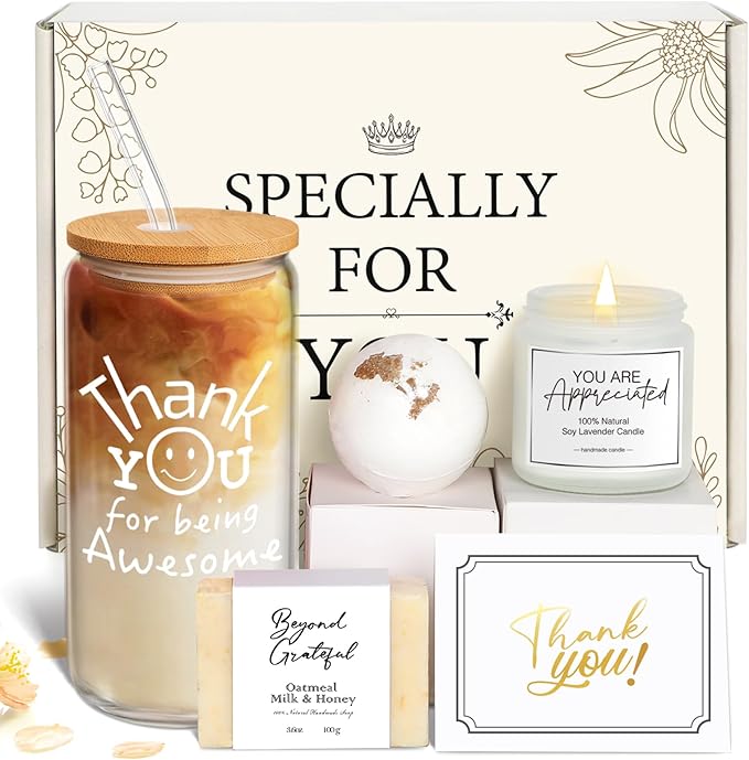 Thank You Gifts for Women, Administrative Professional Day Gifts for Women, Employee Teacher Appreciation Gift Set for Cow...