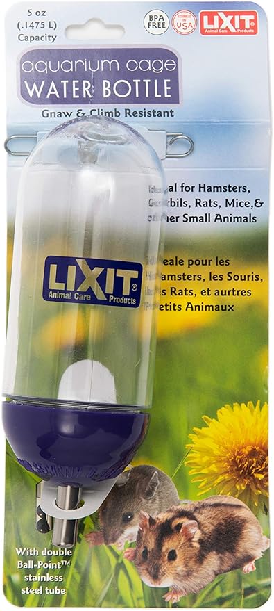 Lixit® Bell Style Aquarium Cage Climbing Resistant Water Bottles for Rats, Hamsters Gerbils, Mice and Other Small Animals...