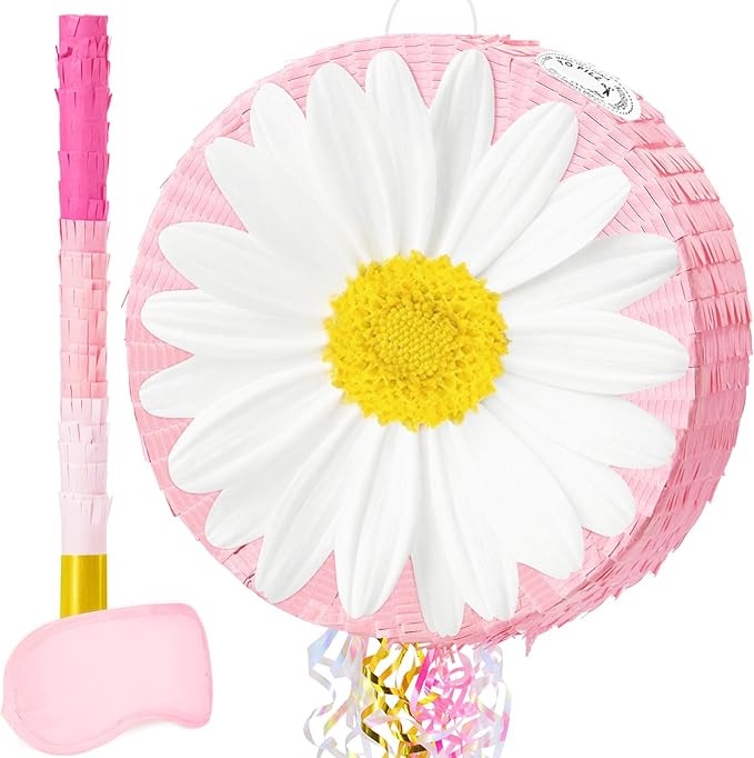 WERNNSAI Daisy Flower Piñata - Daisy Party Game Pink Flower Piñata for Girls Birthday Party Decorations Spring Party Favor...