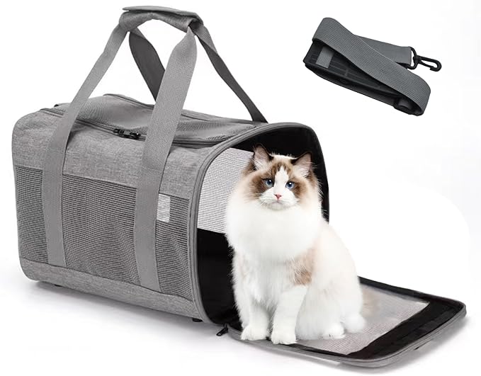 MUYG Pet Carrier Bag for Cats,Cat Soft-Sided Carriers Collapsible Ventilated Breathable Puppy Carrier for Small Dogs Airli...