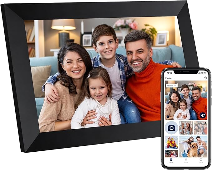 Anna Bella Digital Picture Frame 10.1 Inch IPS HD Touch Screen WiFi Smart Digital Photo Frame with 32GB Storage, Auto-Rota...