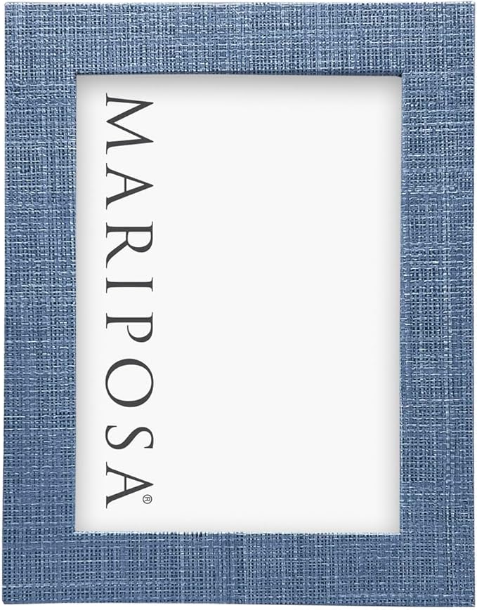MARIPOSA HEATHER BLUE FAUX GRASSCLOTH 5x7 FRAME |BLUE | TEXTILE | FRAMES | DECORATIVE PHOTO FRAMES | VINYL | HANDMADE IN M...