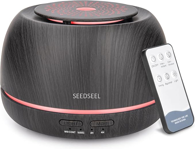 SEEDSEEL 300ML Essential Oil Diffuser,Ultrasonic Aromatherapy Diffuser, 7-Color Gradient Lights, Remote Control, 8 Hours R...