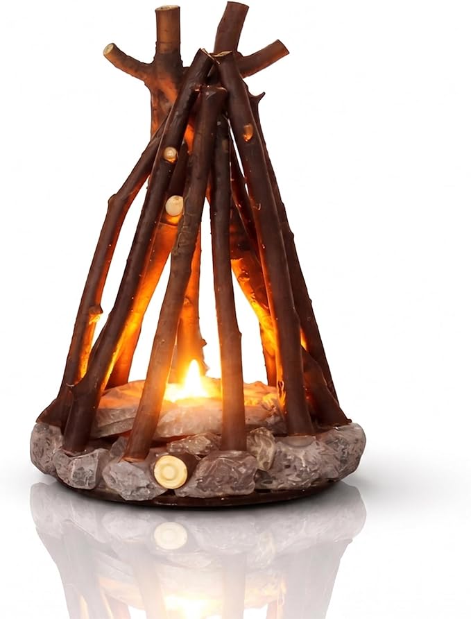 Lubocrat LED Night Light Wooden Campfire LED Dimmable Lamp with 3 Lighting Modes & Flame Sound, USB Powered Kids Nightligh...