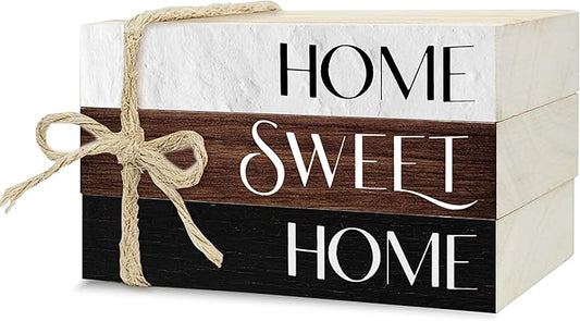 Ycyfckdr Mini Decorative Books for Home Decor, Rustic Wood Stack for Table, Home Sweet Decor Books for Living Room Shelf, ...