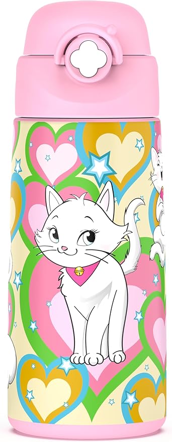 Ntswasd Girls Insulated Water Bottle with Covered Pop-Up Straw,16 oz Kids Cups with Stainless Steel Leak Proof for School ...