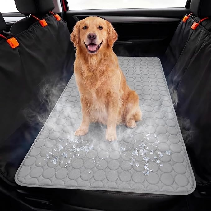 Hahafelt 54"x24.8" Dog Cooling Mat for Car Back Seat, Ice Silk Pet Bed Mat, Non Slip Summer Cooling Pad for Dogs and Cats,...