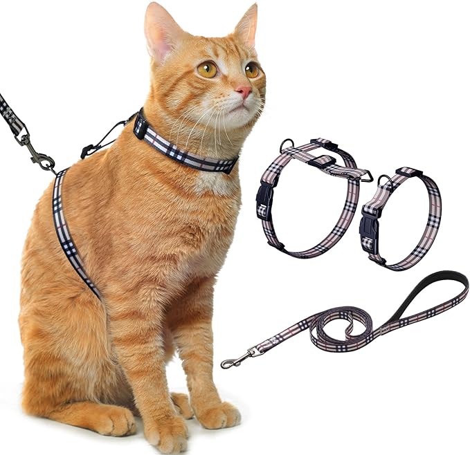 Hikiko Cat Harness and Leash Set Escape Proof Adjustable Walking Travel Soft Kitten Harness for Small Medium Large Cats (K...
